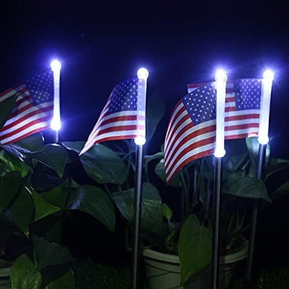 Solar Lights Outdoor, Outdoor Led Pathway Landscape Solar Lights Solar Powered Garden Lights American Flag Shaped Decor Stake Lights for Yard Patio Walkway Pathway (2 Pieces)