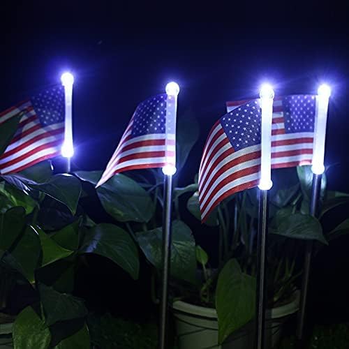 Solar Lights Outdoor, Outdoor Led Pathway Landscape Solar Lights Solar Powered Garden Lights American Flag Shaped Decor Stake Lights for Yard Patio Walkway Pathway (2 Pieces)
