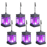 KOOPER Hanging Solar Lanterns Outdoor Waterproof, 6PCS Flickering Flame Hanging Solar Lights for Outside, Outdoor Solar Lanterns up to 12 Hours, Lanterns Decorative for Patio Yard Decor (Purple Light)