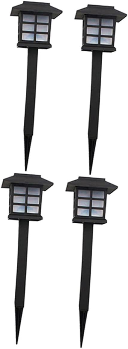 4pcs Solar Pathway Lights Solar Spike Lights for Garden Lawn Walkway Warm Led Outdoor Landscape Lighting Black