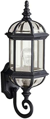 Kichler Barrie 22" Outdoor Wall Light in Black, 1-Light Exterior Wall Sconce with Clear Beveled Glass, (22" H x 8" | Lumora
