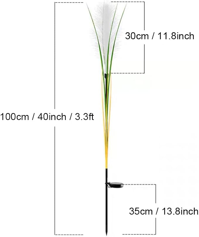 GUOCHENG Reed Solar Optical Lights Bulrush Shaped LED Waterproof Outdoor Garden Landscape Lights, Solar Flower Lights for Courtyard Pathway Flowerbed Patio Lawn Décor(2Pcs)