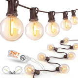 50Ft LED Globe String Lights Shatterproof Waterproof G40 Outdoor Patio String Light with 52 Dimmable LED Bulbs, Hanging Patio Lights for Indoor Bistro Pergola Tents Wedding Party Christmas Decor-Brown
