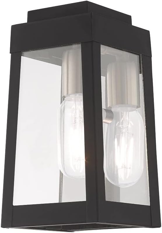 Livex Lighting 20851-91 Oslo - 9.5" One Light Outdoor Wall Lantern, Brushed Nickel Finish with Clear Glass,Silver | Lumora