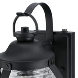 Westinghouse 6120400 Canyon Craftsman-Style One Light Outdoor Wall Fixture with Dusk to Dawn Sensor, Textured Black Finish, Clear Crackle Glass