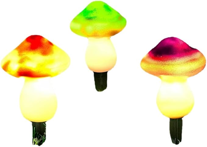 AOLI 3pcs Mushroom Outdoor Solar Garden Lights Landscape Pathway Light Decor (Multicolor)
