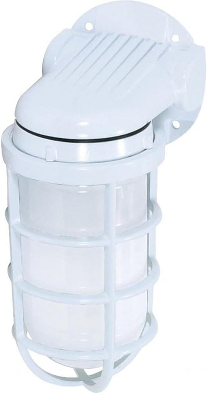 Nuvo Lighting SF76/615 Industrial Style Small Heavy Duty Aluminum Durable Outdoor Wall Mount Porch and Patio Light with Frosted Glass, White