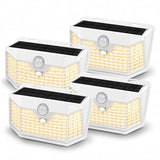 HMCITY 120 LED Solar Lights Outdoor Motion Sensor, 4 Pack, White Warm