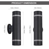 Cerdeco 15" Stainless Steel Modern Outdoor Wall Sconce Cylinder Porch Light