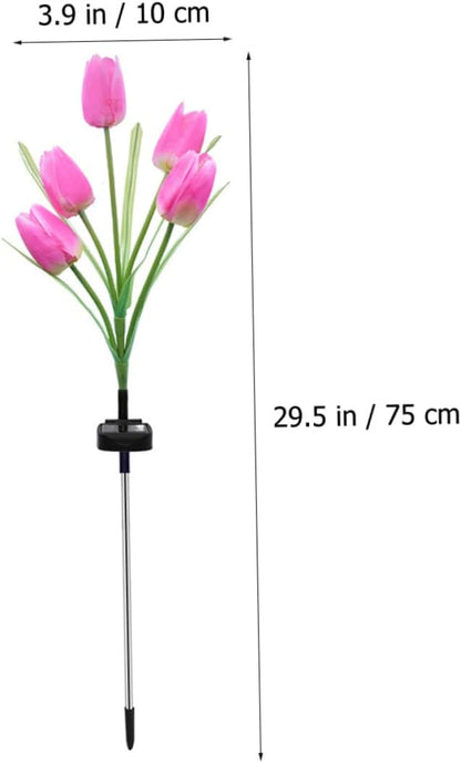 DOITOOL Lawn Solar Lamp Light Lamp Decoration Powered Decorative Tulip for Outdoor Solar Ornament Yard Creative Garden