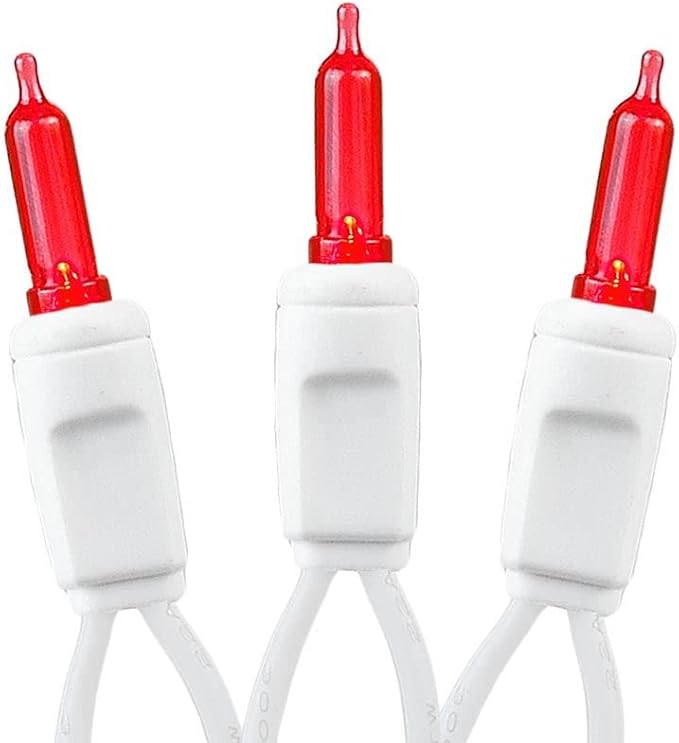 Novelty Lights Vintage Style T5 Red LED Christmas Lights, 11.5 Feet White Wire String of 35 Mini Bulbs, UL Listed Indoor/Outdoor Tree Lighting