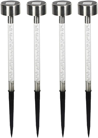 4 Pack Solar Garden Stakes LED Outdoor Lights Waterproof Path Lights With Stainless Steel Top For Lawn Patio Courtyard