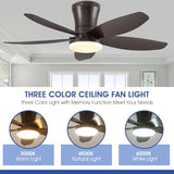 Surtime 36IN Ceiling Fans with Light and Remote/APP Control, 5-Blade Reversible Motor Ceiling Fan, 3-Color Dimmable Lighting, All-Brown Finish