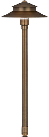 VOLT Stratum 12V Brass 2-Tier Path Light (9" Shade, 25" Tall) for Low Voltage Landscape Lighting on Outdoor | Lumora