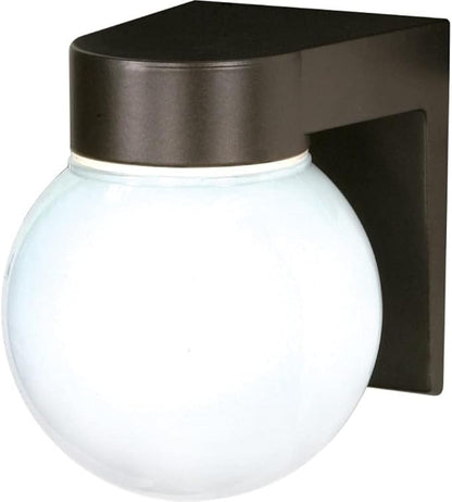 Nuvo Lighting SF77/141 Utility Fixture Die Cast Aluminum Durable Outdoor Wall Mount Porch and Patio Light with White Glass Globe, Bronzotic