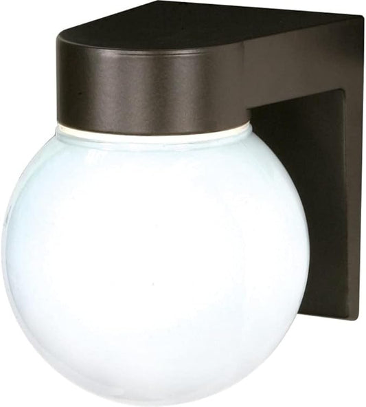 Nuvo Lighting SF77/141 Utility Fixture Die Cast Aluminum Durable Outdoor Wall Mount Porch and Patio Light with White Glass Globe, Bronzotic