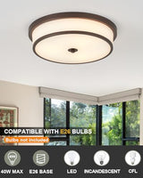 16 inch Flush Mount Ceiling Light, 3-Light Close to Ceiling Light Fixtures with Oil Rubbed Bronze Finish for Livingroom Bedroom Kitchen Diningroom(Oil Rubbed Bronze)