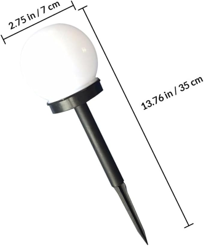Kisangel 4pcs Solar Path Lights Warm White Round Ball Shape Outdoor Garden Lawn Lighting with White Crackle Globe Design