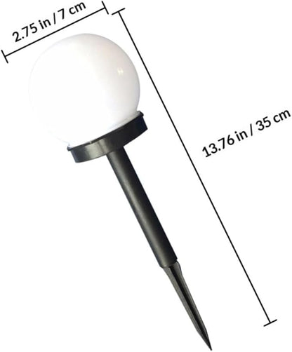 Kisangel 4pcs Solar Path Lights Warm White Round Ball Shape Outdoor Garden Lawn Lighting with White Crackle Globe Design