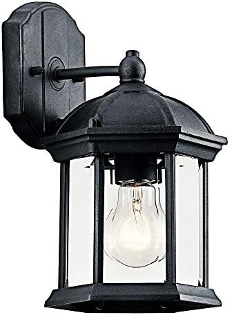 Kichler Barrie 10.25" 1 Light Outdoor Wall Light with Clear Beveled Glass in Black | Lumora