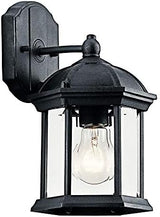 Kichler Barrie 10.25" 1 Light Outdoor Wall Light with Clear Beveled Glass in Black | Lumora