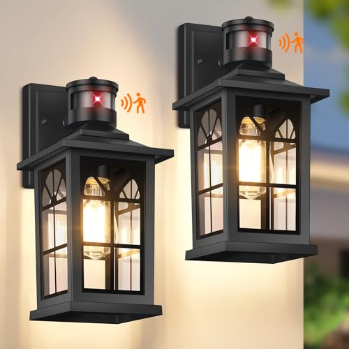 BesLowe 2-Pack Motion Sensor Outdoor Wall Lights, Modern Porch Lights