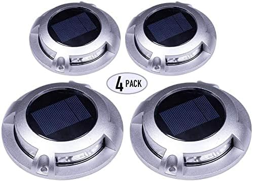 Solar Road Path Deck Dock Warning Lights with 8 Bright White LED, ON, Off, Flash and Constant On Functions - 4 Pack