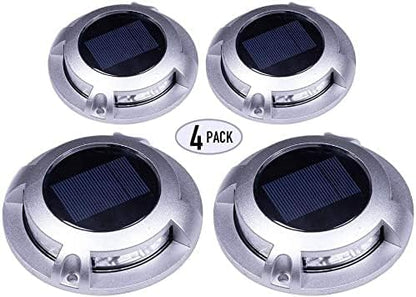 Solar Road Path Deck Dock Warning Lights with 8 Bright White LED, ON, Off, Flash and Constant On Functions - 4 Pack
