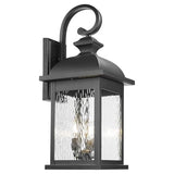 FEMILA 26" Outdoor Wall Light, Large Exterior Wall Lantern with Water Ripple Glass, 3-Light Outdoor Wall Light Fixtures for Entryway, Patio, Garage, Doorway, E12 Base, 4FD54B-L BK