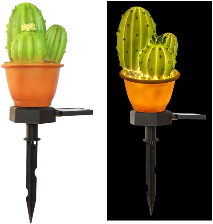 BESPORTBLE Solar Light Stake Outdoor Decor, Cactus Decorative Garden Stake Lighting, Solar Powered Outdoor Garden Light Decorations for Yard Patio Lawn Pathway, 12.48inch