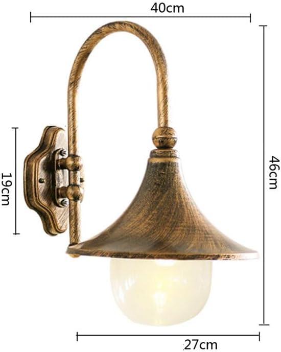 Vintage Gooseneck Outdoor Wall Sconce, Aluminum Exterior Wall Lantern with Glass Shade, Hardwired Porch Light Fixture for Patio, Garage, Farmhouse(Bronze)