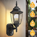 Lamomo Motion Sensor Outdoor Wall Lights Fixtures, 2-Pack Porch Lamp, Black
