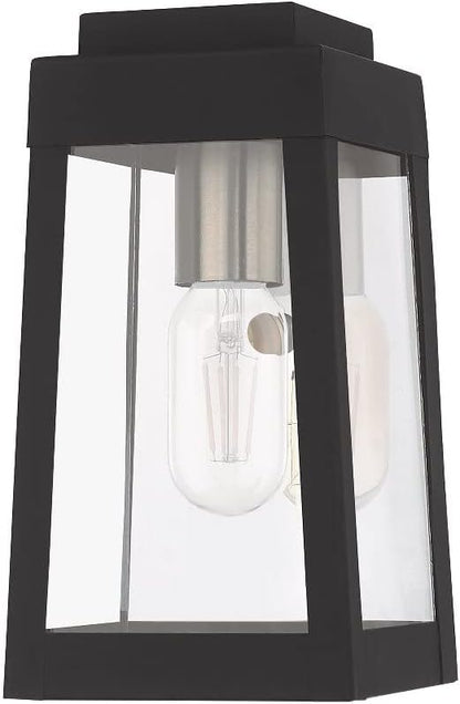 Livex Lighting 20851-91 Oslo - 9.5" One Light Outdoor Wall Lantern, Brushed Nickel Finish with Clear Glass,Silver