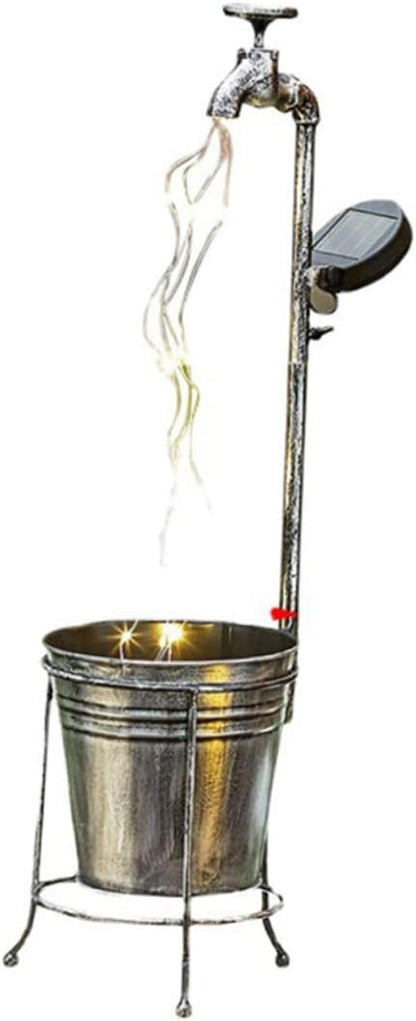 Uonlytech Solar Kettle Light para Cuartos Outdoor Solar Light Water Spigot Watering Can with Fairy Lights Garden Stake LED Lights Solar Garden Decor Solar Lights Yard Decor Silver