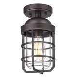 Emliviar Oil Rubbed Bronze Finish 11.1" Semi Flush Light Fixture for Indoor, Farmhouse Semi Flush Mount Ceiling Light with Clear Tempered Glass Shade, GE255LF ORB