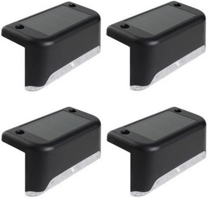 anso 4pcs LED Solar Deck Lights Waterproof Outdoor Gardens Pathway Lamps Fences Ladder Light (4pcs Black)