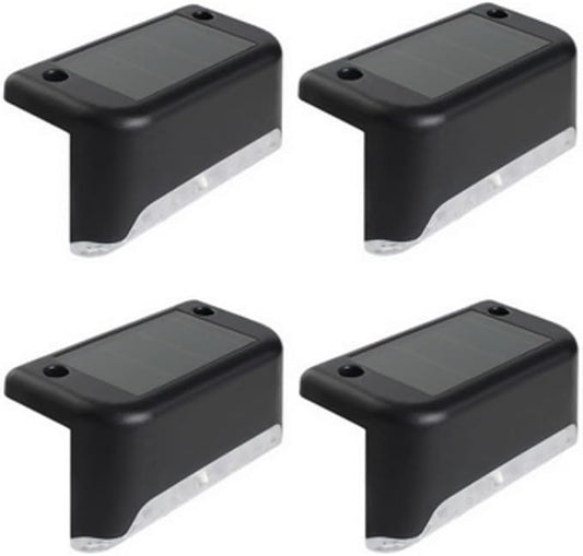 anso 4pcs LED Solar Deck Lights Waterproof Outdoor Gardens Pathway Lamps Fences Ladder Light (4pcs Black)