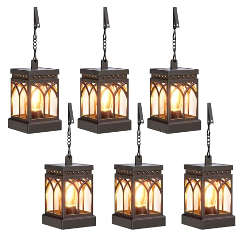 KOOPER 6 Pack Solar Lanterns Outdoor Waterproof, Brighter Hanging Solar Lantern Lights for Outside, Auto ON/Off Lanterns Decorative Outdoor for Garden Table Yard Path Tree Patio Lawn Decor, Gifts