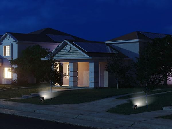 2-Pack Solar Powered Black Spotlights, High/Low Lumens, Adjustable Panel, IP65 - Outdoor Security Flood Light | Lumora