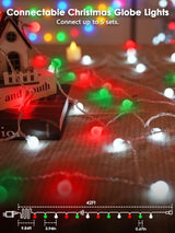 Connectable 100LED 43FT Red White and Green Christmas String Lights Indoor