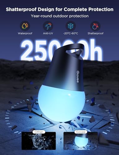 Govee Smart Outdoor String Lights 2, 144ft Outdoor Lights with Dimmable Warm White LED Bulbs, 47 Scene Modes for Patio, Backyard, Balcony, IP65 Waterproof, Works with Alexa, App Control (Pack of 2)