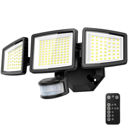 LED Security Lights Motion Sensor Light Outdoor, 7000LM, 6500K, Waterproof, Flood Light Outdoor Motion Detector with Adjustable 3 Head, Hardwired Wall Light for Entryway, Yard, Garage