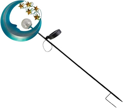 Mikikit 1pc Solar Powered Moon Shaped Ground Inserted Light for Outdoor Gardens Lawn Decor Easy Installation Solar Pathway Lamp for Yards and Walkways