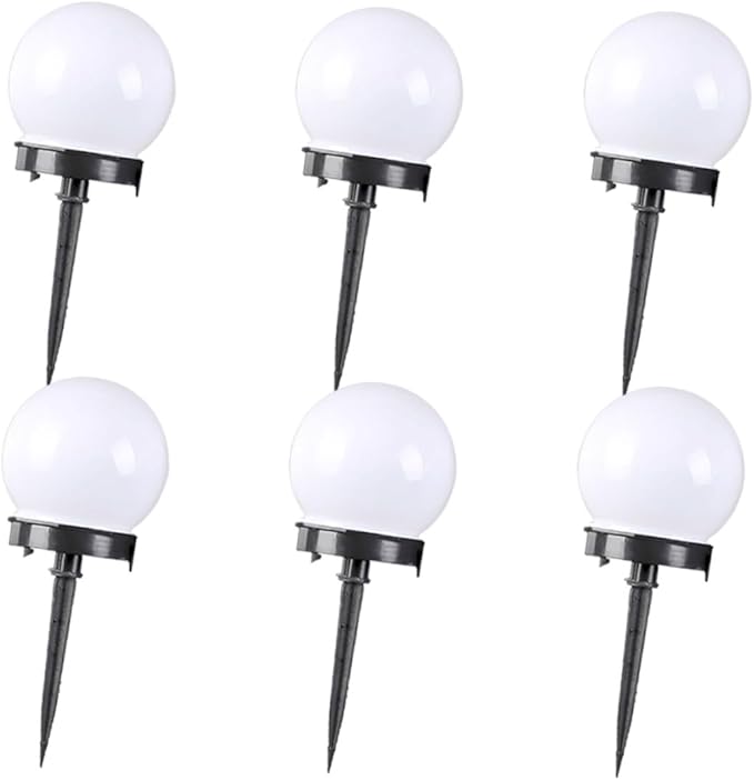 TEHAUX 6Pcs Solar Round Lawn Light Outdoor Plug Bulb for Garden Pathway and Patio for Events and Daily Use Durable Wide Light Angle