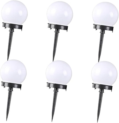 TEHAUX 6Pcs Solar Round Lawn Light Outdoor Plug Bulb for Garden Pathway and Patio for Events and Daily Use Durable Wide Light Angle