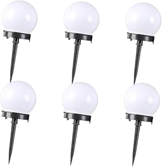 TEHAUX 6Pcs Solar Round Lawn Light Outdoor Plug Bulb for Garden Pathway and Patio for Events and Daily Use Durable Wide Light Angle