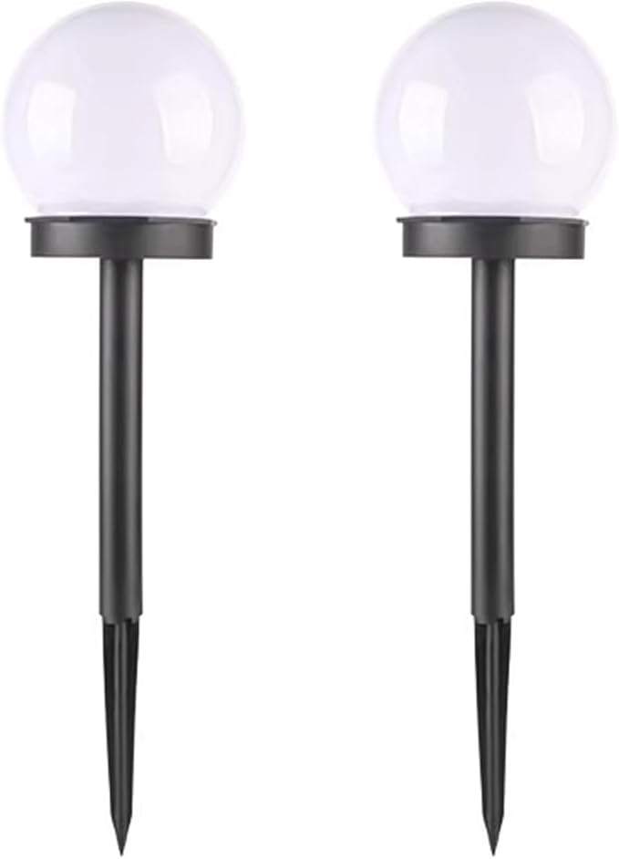 White Globe Solar Lights Outdoor, Waterproof Walkway Solar Pathway Lights for Driveway Patio Landscape Lawn