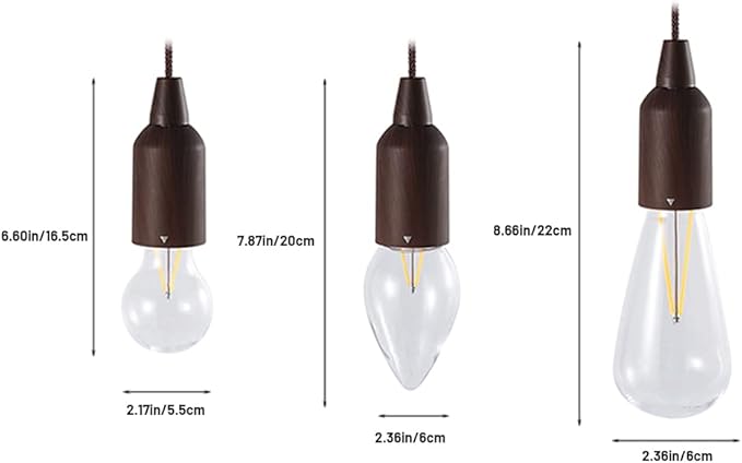 LED Pull Cord Light Bulb Portable Hanging Lantern Battery Operated for Indoor Outdoor Camping Room Decoration Party Wedding BBQ's Garden Decorative