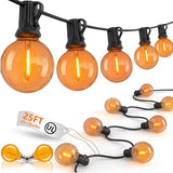 Halloween Orange String Lights, 25Ft G40 Outdoor Halloween Decorations Lights with 27 LED Shatterproof Orange Globe Bulbs, Hanging Patio Lights for Christmas Backyard Holiday Fall Party Garden Decor
