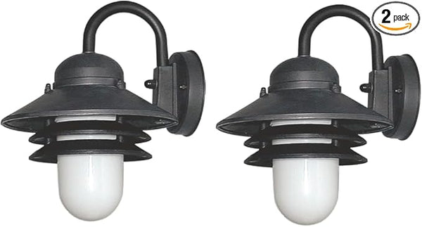 Solus S75VL Nautical Outdoor Wall Light Fixture – Black or White – Composite & Opal Acrylic Lens, LED Bulb | Lumora